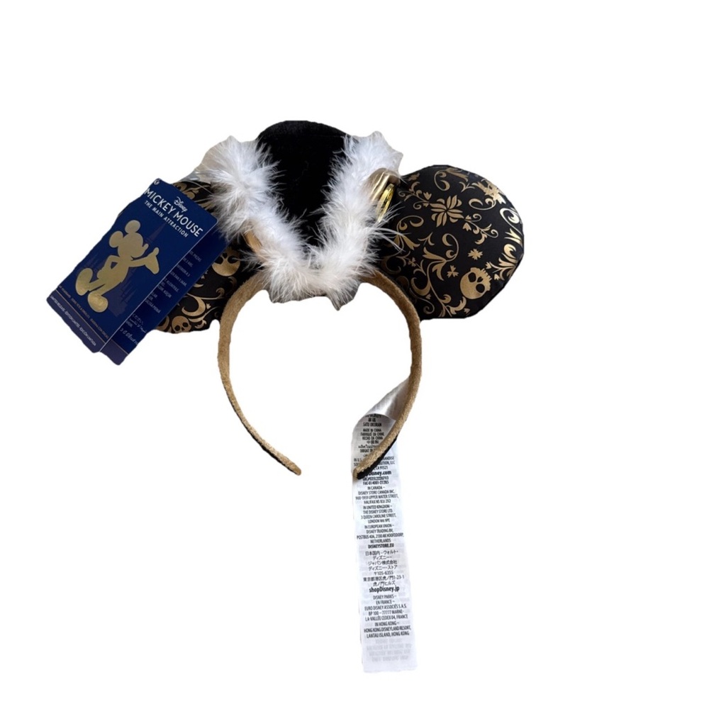 Disney pirates of the Caribbean Black and Gold Floral Ear Headband